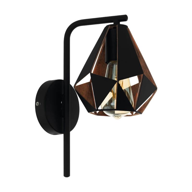 EGLO LED Wandlamp Carlton 4 | 1X E27 Max 60W | IP20 | Zwart/koper