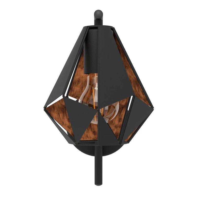 EGLO LED Wandlamp Carlton 4 | 1X E27 Max 60W | IP20 | Zwart/koper