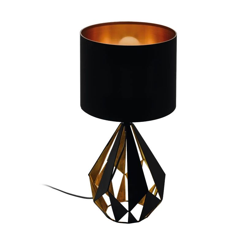 EGLO LED Tafellamp Carlton 5 | 1X E27 Max 60W | Zwart/koper