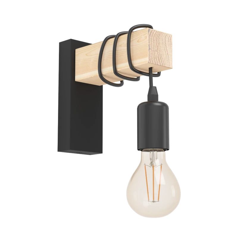 EGLO LED Wandlamp Townshend | 1X E27 Max 10W | IP20 | Hout