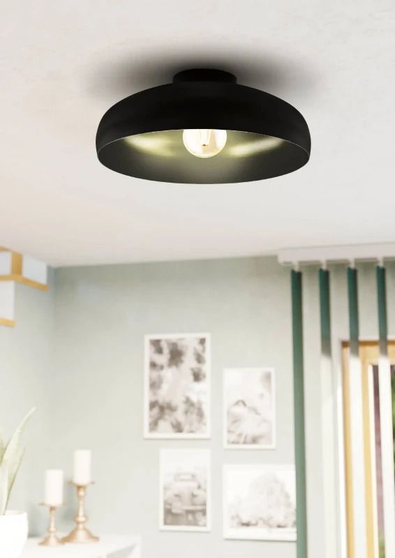EGLO LED Plafondlamp Mogano | 1X E27 Max 60W | IP20 | Zwart
