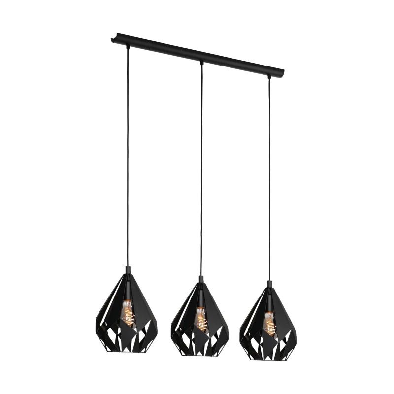 EGLO LED Hanglamp Carlton 5 | 3X E27 Max 60W | IP20 | Zwart