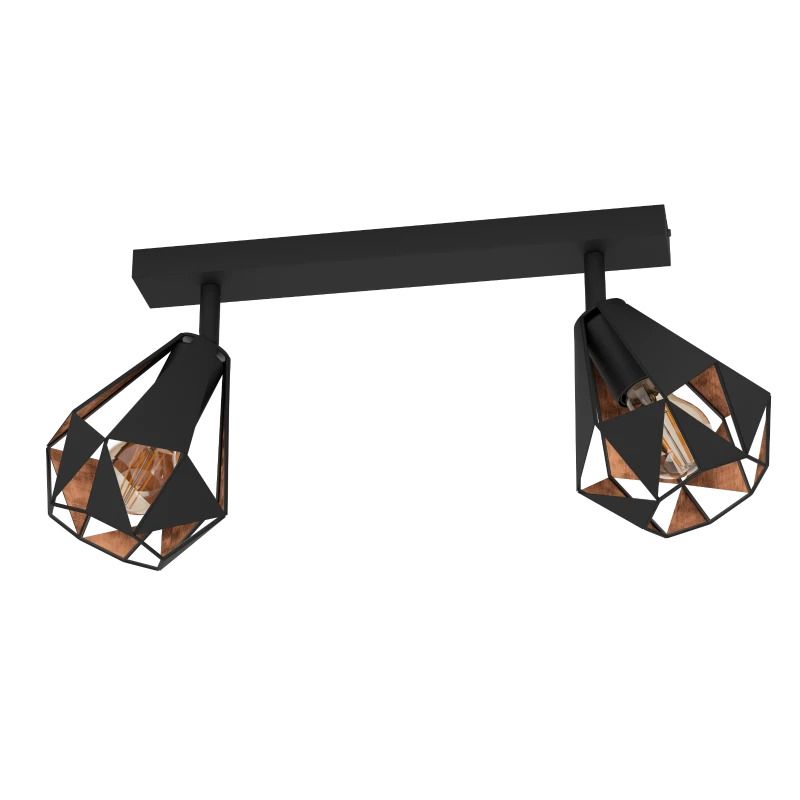 EGLO LED Plafondlamp Carlton 7 | 2X E27 Max 40W | IP20 | Zwart/koper