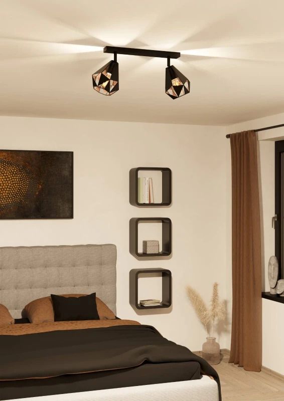 EGLO LED Plafondlamp Carlton 7 | 2X E27 Max 40W | IP20 | Zwart/koper