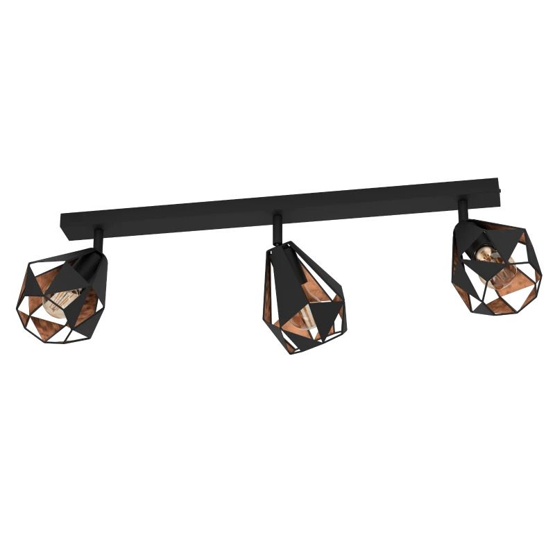 EGLO LED Plafondlamp Carlton 7 | 3X E27 Max 40W | IP20 | Zwart/koper