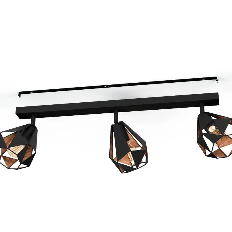 EGLO LED Plafondlamp Carlton 7 | 3X E27 Max 40W | IP20 | Zwart/koper