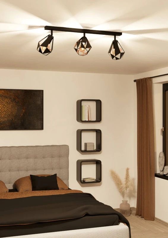 EGLO LED Plafondlamp Carlton 7 | 3X E27 Max 40W | IP20 | Zwart/koper