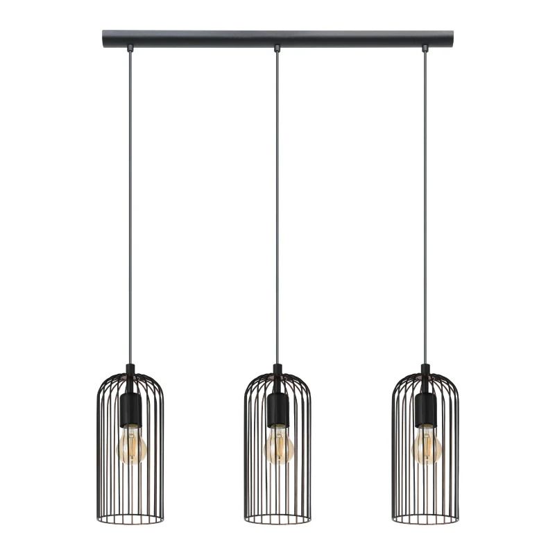 EGLO LED Hanglamp Roccamena | 3X E27 Max 60W | IP20 | Zwart/koper