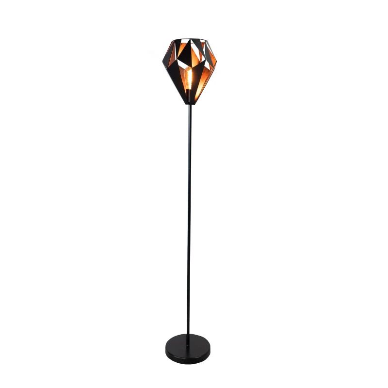 EGLO LED Vloerlamp Carlton 1 | 1X E27 Max 60W | Zwart-koper