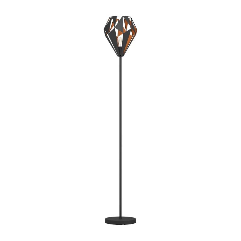 EGLO LED Vloerlamp Carlton 1 | 1X E27 Max 60W | Zwart-koper