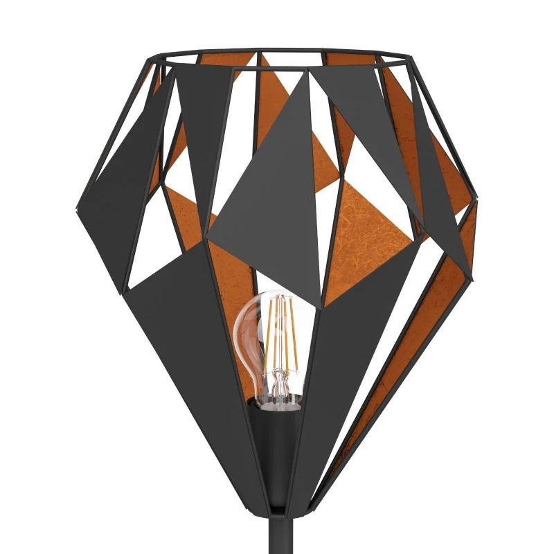EGLO LED Vloerlamp Carlton 1 | 1X E27 Max 60W | Zwart-koper