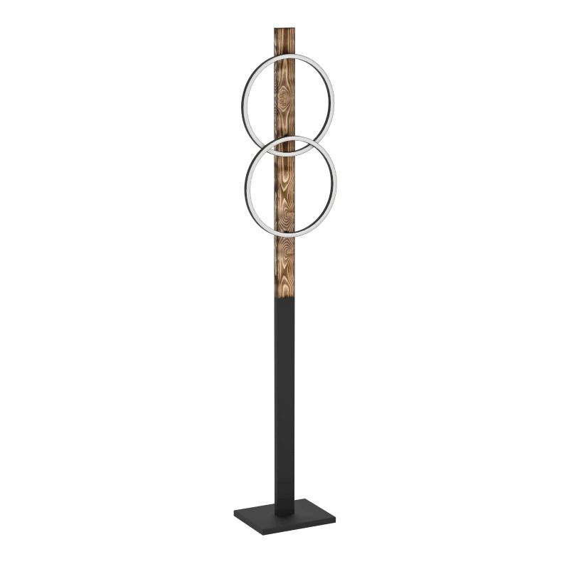 EGLO LED Vloerlamp Boyal | 12W 3000K 3400Lm | Zwart/hout