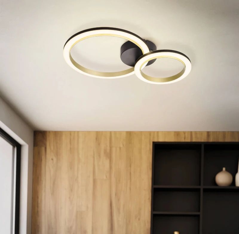 EGLO LED Wand/Plafondlamp Calliera | 12W 3000K | IP20 Dimbaar | Zwart/goud