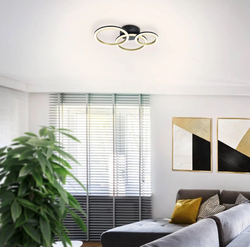 EGLO LED Wand/Plafondlamp Calliera | 20W 3000K | IP20 Dimbaar | Zwart/goud