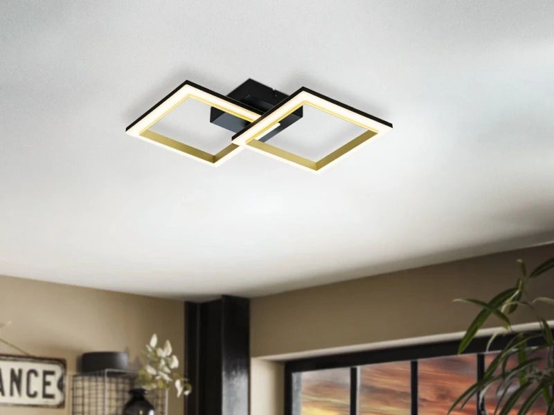 EGLO LED Wand/Plafondlamp Calliera | 18.4W 3000K | IP20 Dimbaar | Zwart/goud