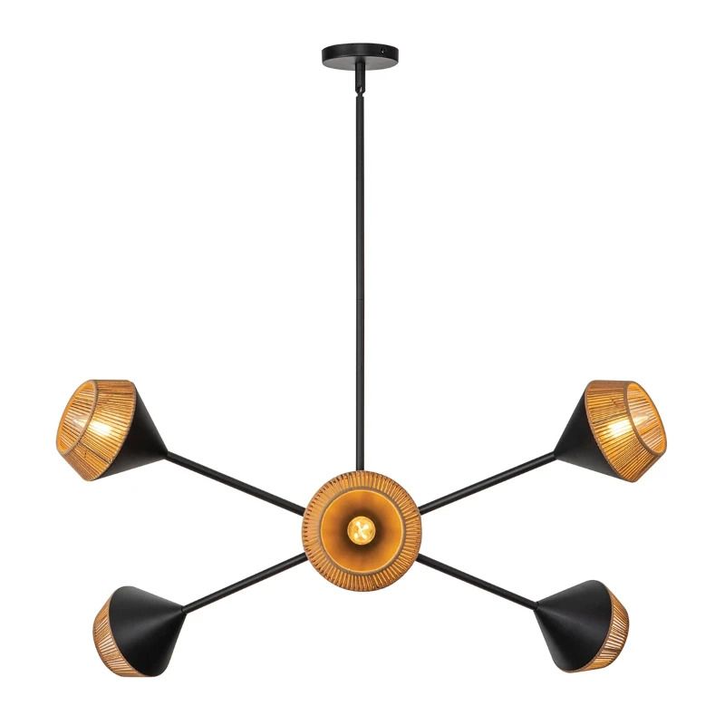 Alora Mood LED Kroonluchter | 6X E14 Max 40W | Matte Black & Natural