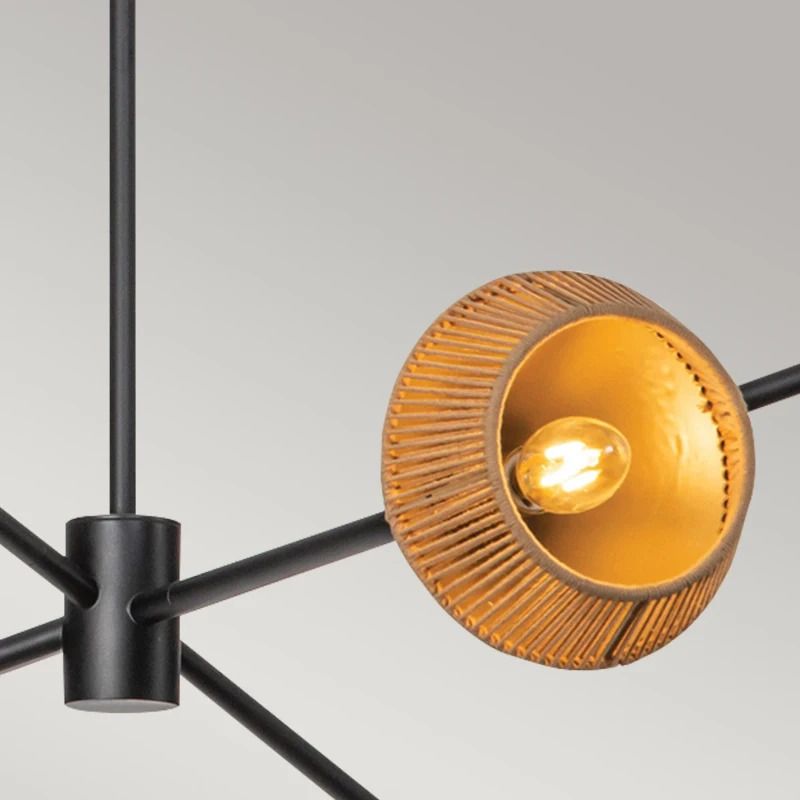 Alora Mood LED Kroonluchter | 6X E14 Max 40W | Matte Black & Natural