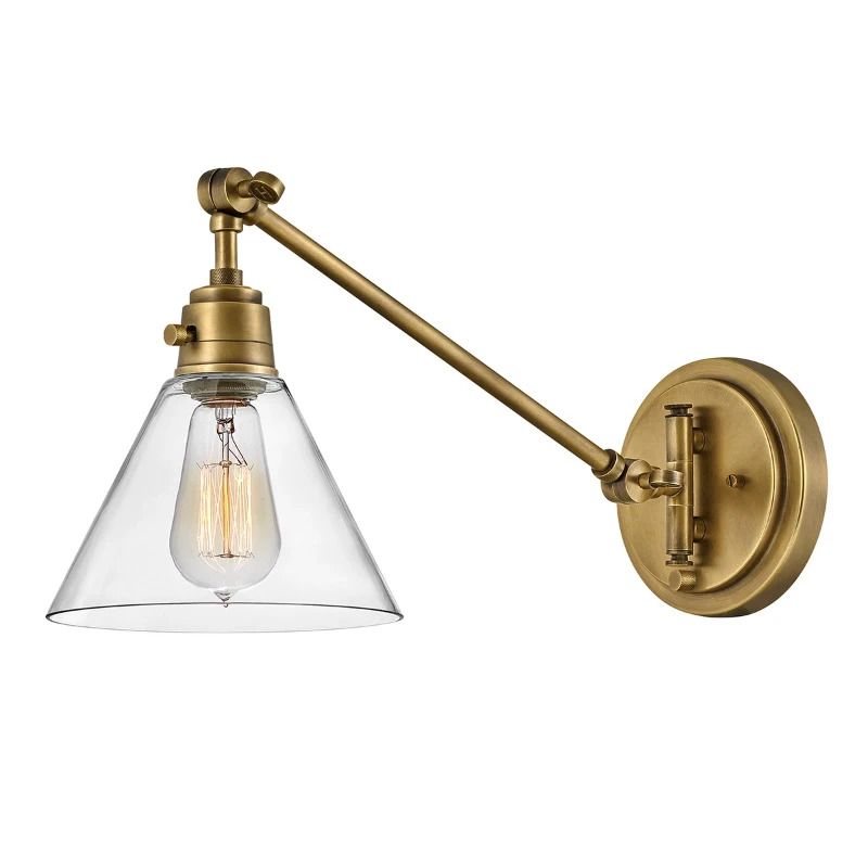 Hinkley LED Wandlamp Arti | 1X E27 Max 60W | Heritage Brass, Clear Glass Shade