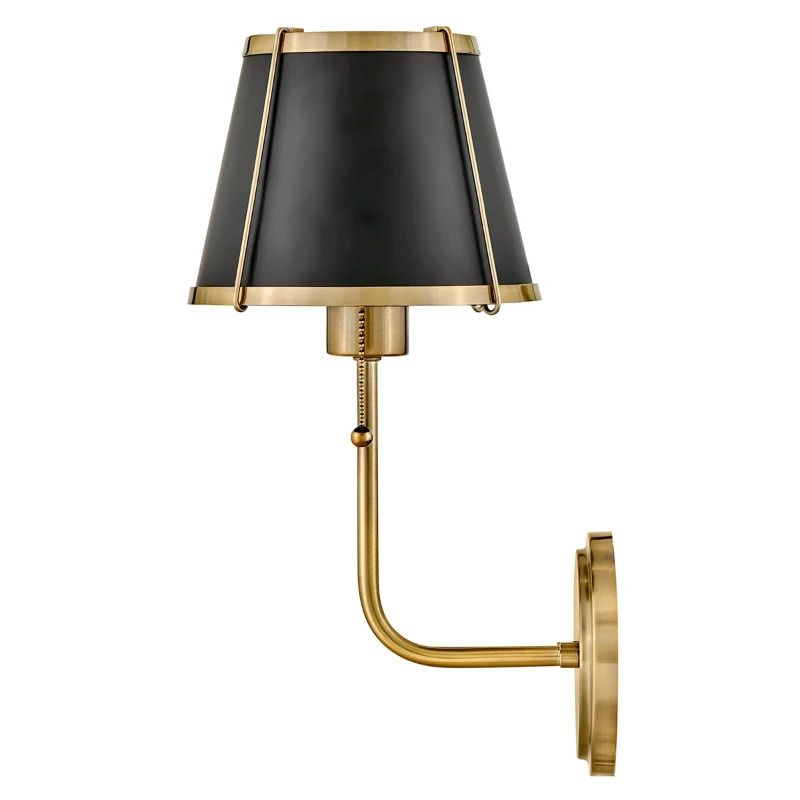 Hinkley LED Wandlamp Clarke | 1X E27 Max 40W | Warm Brass & Black Steel Shade