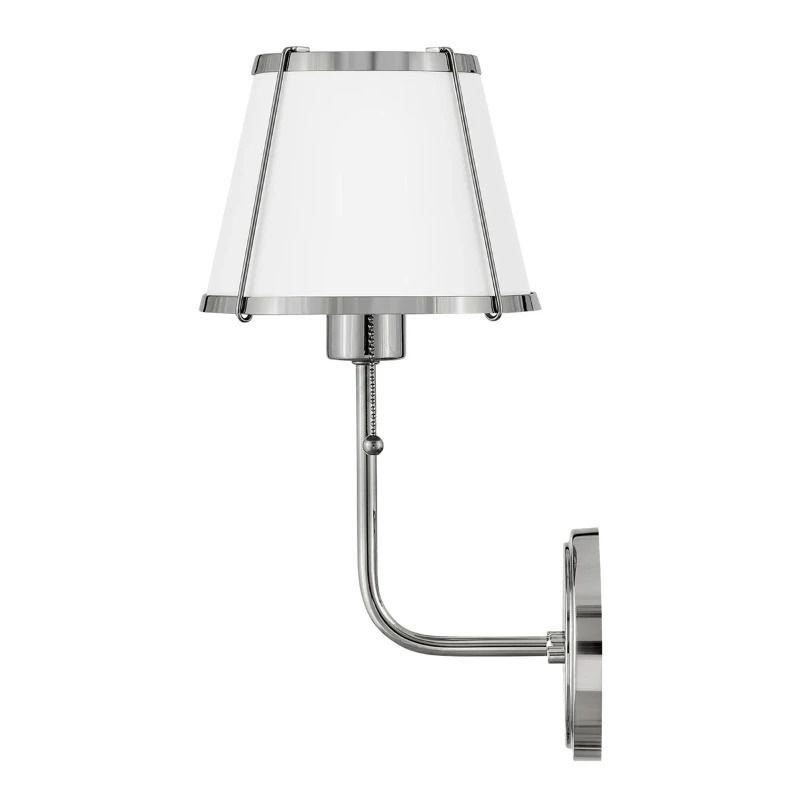 Hinkley LED Wandlamp Clarke | 1X E27 Max 40W | Polished Nickel & White Steel Shade