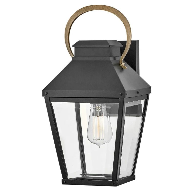 Hinkley LED Wand Buitenlamp Dawson | 1X E27 Max 60W | Black with Burnished Bronze accent