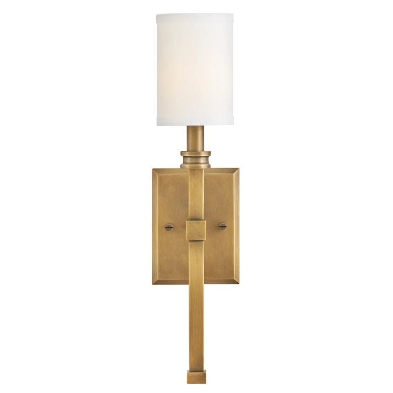 Hinkley LED Wandlamp Moore | 1X E27 Max 40W | Heritage Brass with Ivory Linen Shade
