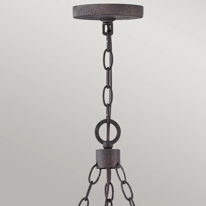Hinkley LED Kroonluchter | 6X E27 Max 40W | IP44 | Sequoia wood effect with rust Iron accents & Clear
