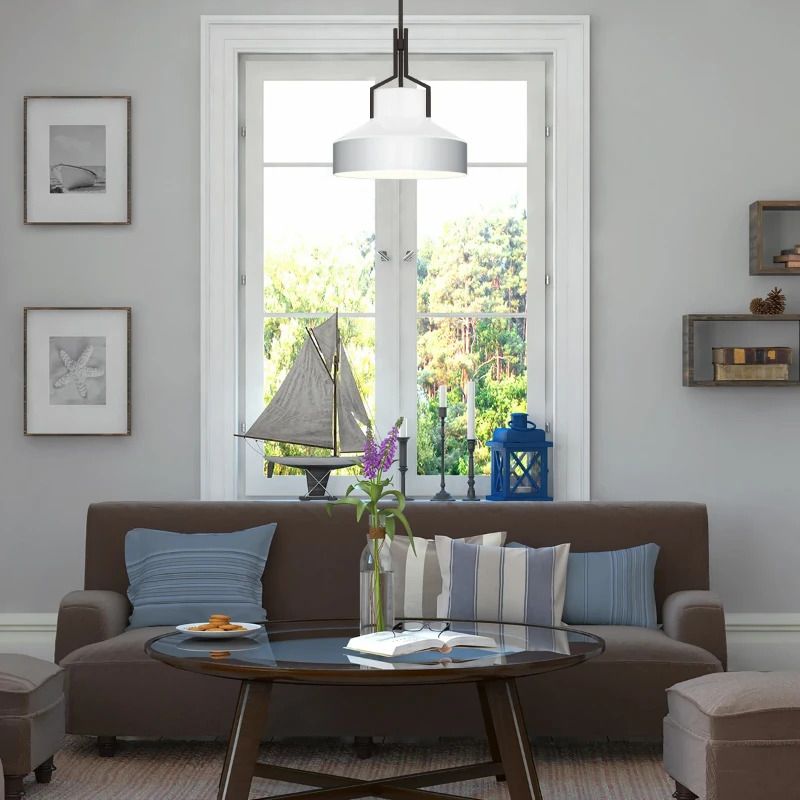 Quoizel LED Hanglamp Brecken | 2X E27 Max 60W | Aged Brass and Cased Opal glass Shade