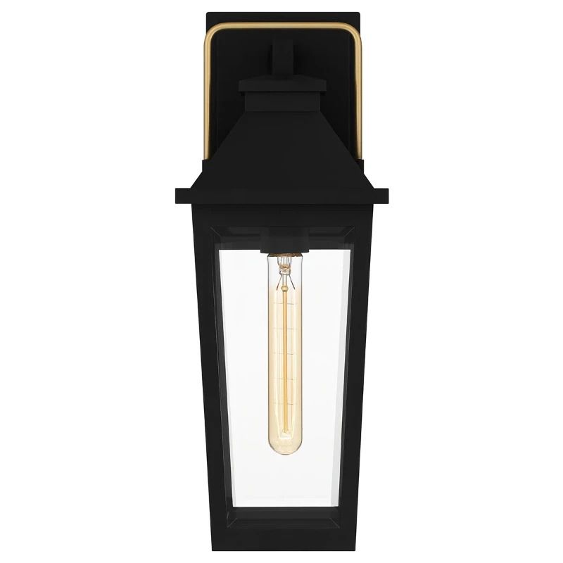 Quoizel LED Wand Buitenlamp Buckley | 1X E27 Max 40W | Matt Black & Brass Accent