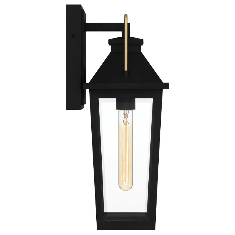 Quoizel LED Wand Buitenlamp Buckley | 1X E27 Max 40W | Matt Black & Brass Accent