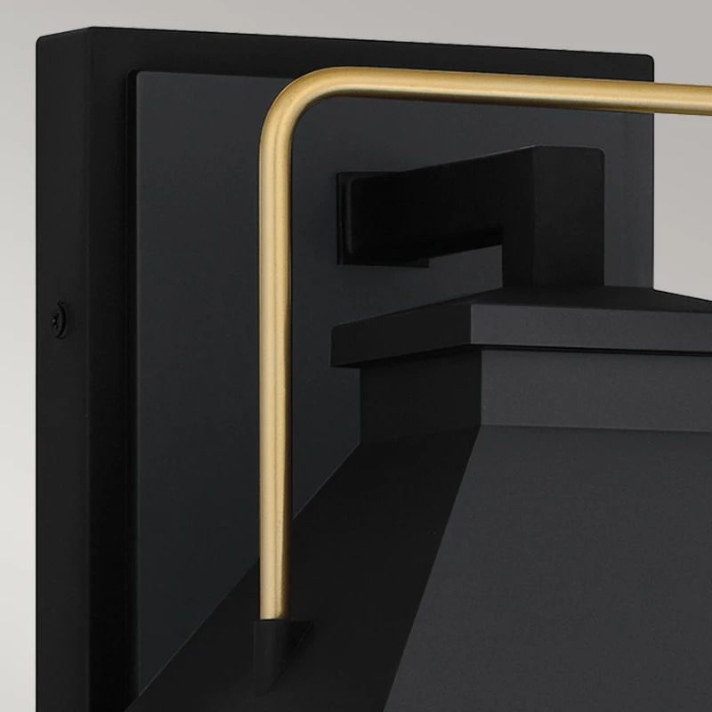 Quoizel LED Wand Buitenlamp Buckley | 1X E27 Max 40W | Matt Black & Brass Accent