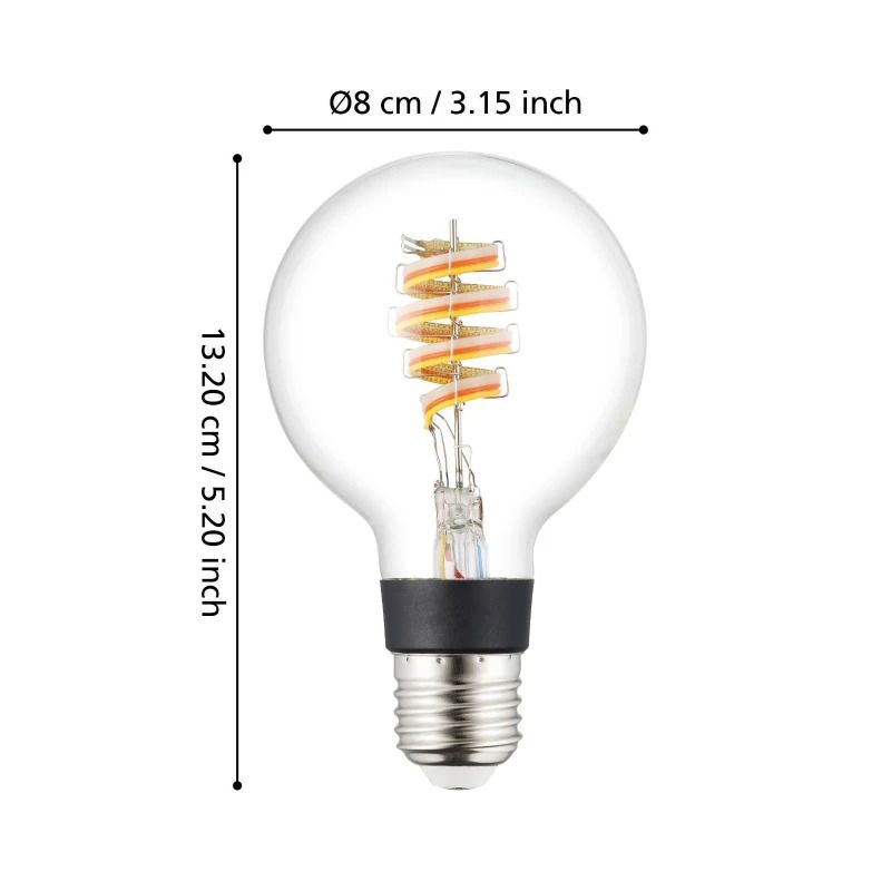 EGLO E27 LED Globelamp G80 Smart | 4.9W RGBW 400Lm Dimbaar | Zigbee