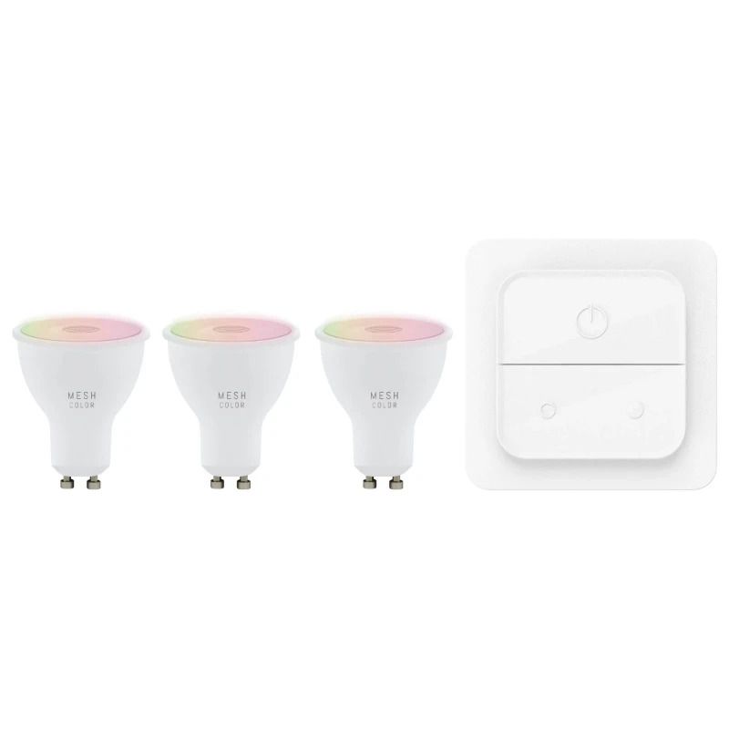 EGLO 3X GU10 LED Spot MR16 Smart | 4.9W RGB 345Lm Dimbaar | Zigbee | Met Wandschakelaar