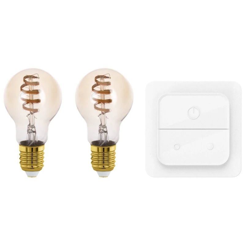 EGLO 2X E27 LED Lamp A60 Smart | 4.9W 2200K/6500K 360Lm Dimbaar | Zigbee | Met Wandschakelaar