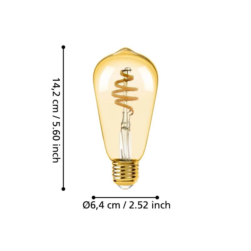 EGLO E27 LED Edisonlamp ST64 Smart | 4.9W Amber 360Lm Dimbaar | Zigbee