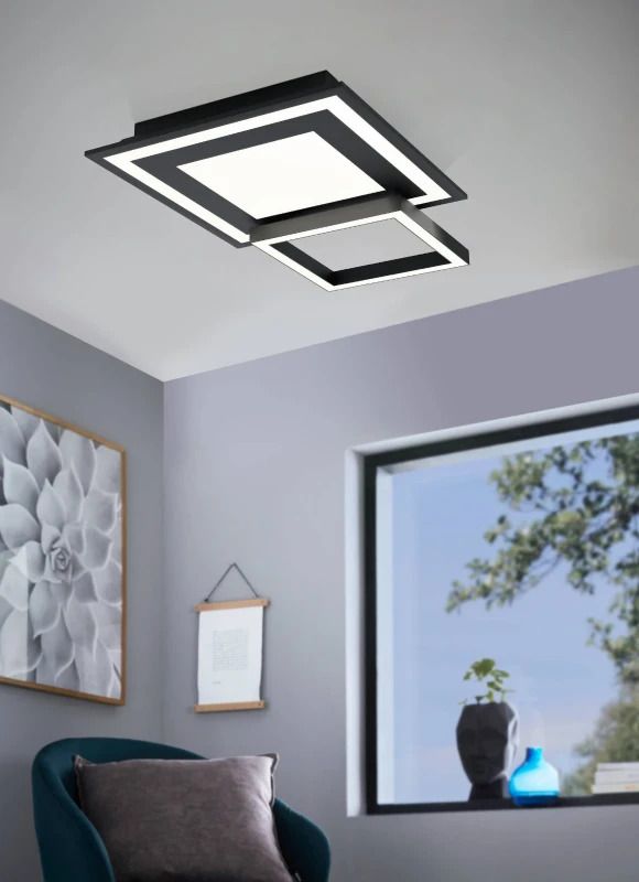 EGLO Plafondlamp Smart Savatarila | 21.6W RGB 2600Lm | IP20 Dimbaar Zigbee | Zwart