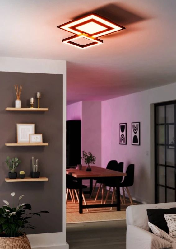 EGLO Plafondlamp Smart Savatarila | 21.6W RGB 2600Lm | IP20 Dimbaar Zigbee | Zwart