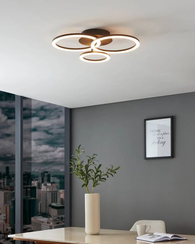EGLO Plafondlamp Smart Parrapos | 33W 3000K/6500K 4300Lm | IP20 Dimbaar Zigbee | Zwart/wit