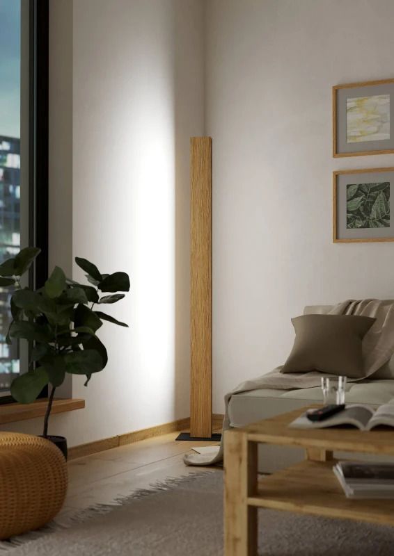 EGLO LED Vloerlamp Smart Anchorena | 35W RGB 3980Lm | Dimbaar Zigbee | Hout/zwart