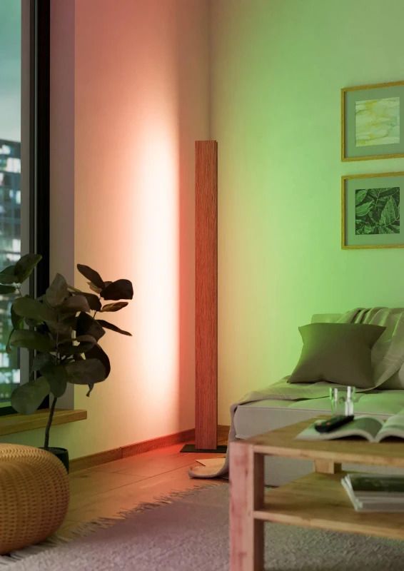 EGLO LED Vloerlamp Smart Anchorena | 35W RGB 3980Lm | Dimbaar Zigbee | Hout/zwart
