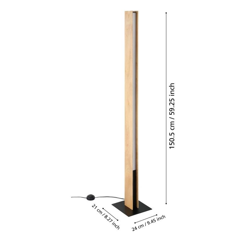 EGLO LED Vloerlamp Smart Anchorena | 35W RGB 3980Lm | Dimbaar Zigbee | Hout/zwart