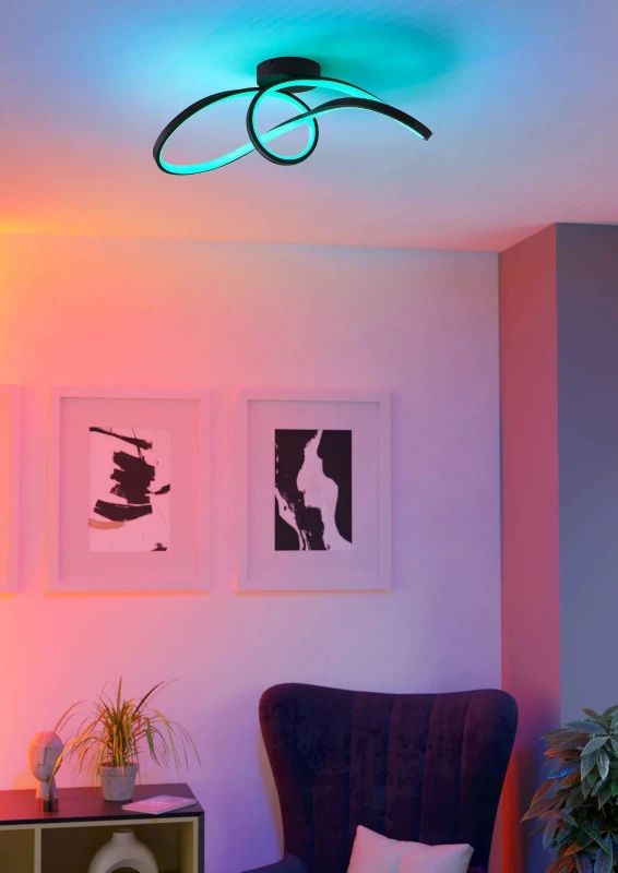 EGLO Plafondlamp Smart Calarossa | 22W RGB 2500Lm | IP20 Dimbaar Zigbee | Zwart/wit