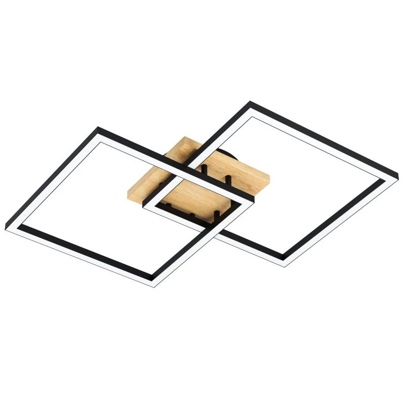 EGLO Plafondlamp Smart Lomaltas | 32W 2700K/6500K 4400Lm | IP20 Dimbaar Zigbee | Zwart/hout
