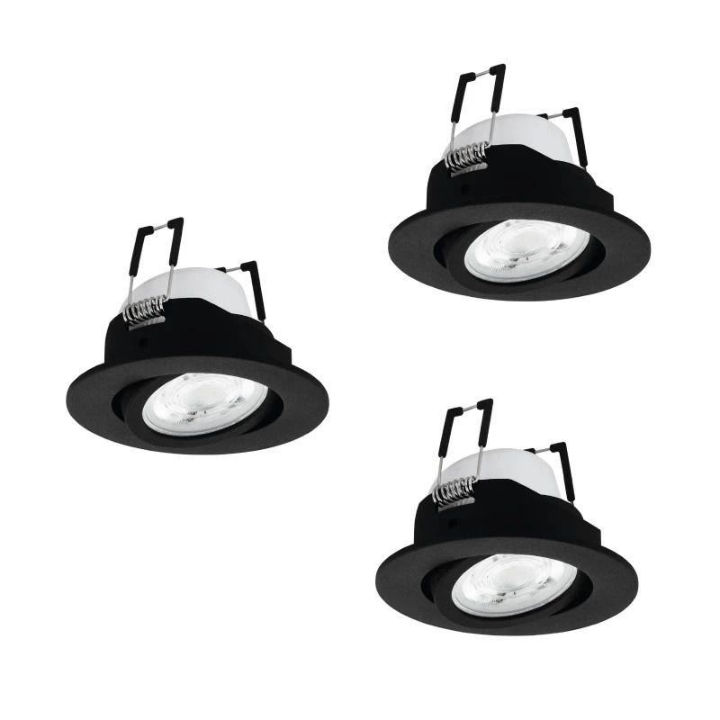EGLO 3X LED Inbouwspot Smart Saliceto | 14.7W RGB 490Lm Dimbaar Zigbee | Zwart