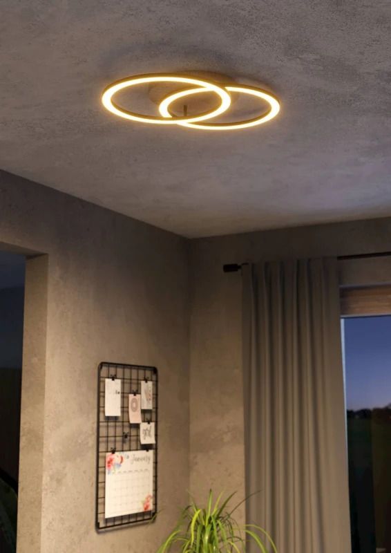 EGLO Plafondlamp Smart Lomaltas | 32W 2700K/6500K 4400Lm | IP20 Dimbaar Zigbee | Zwart/hout