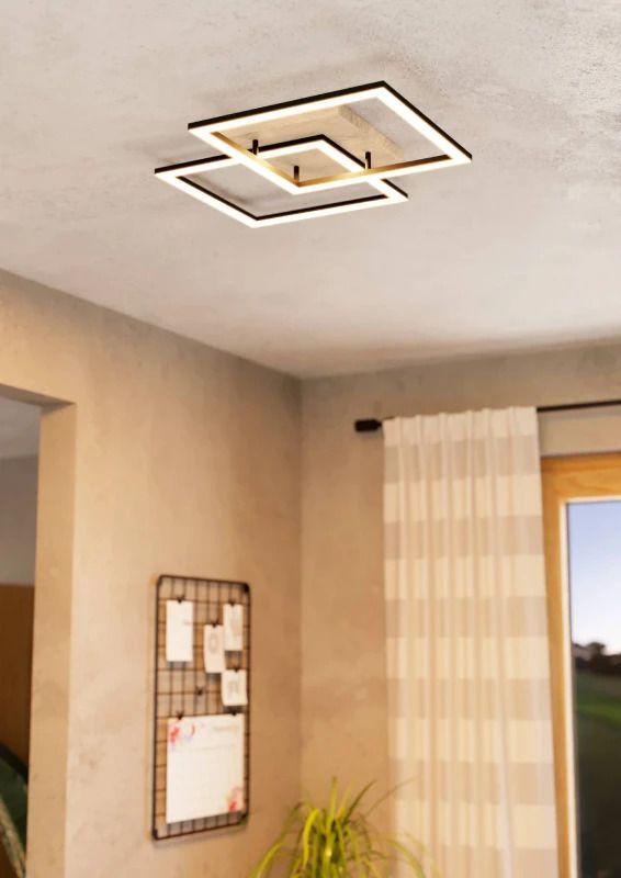 EGLO Plafondlamp Smart Lomaltas | 32W 2700K/6500K 4400Lm | IP20 Dimbaar Zigbee | Zwart/hout