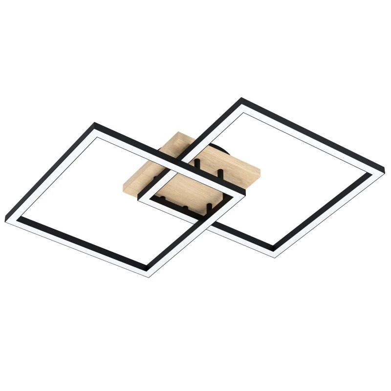 EGLO Plafondlamp Smart Lomaltas | 32W 2700K/6500K 4400Lm | IP20 Dimbaar Zigbee | Zwart/hout