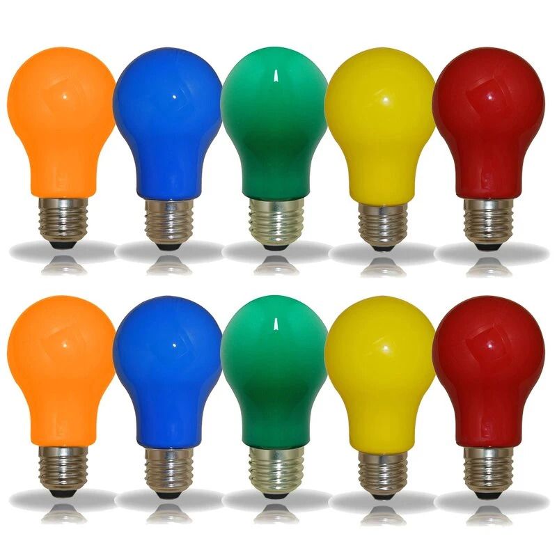 Multipack van 10 gekleurde lampen | Feestverlichting | Partyverlichting | E27 | 3W | IP44
