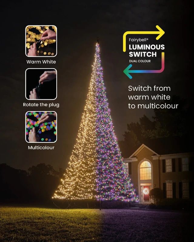 Fairybell Luminous Switch | 1000cm 8000 LEDs | Meerkleurig | LED niet uitwisselbaar | Exclusief Mast