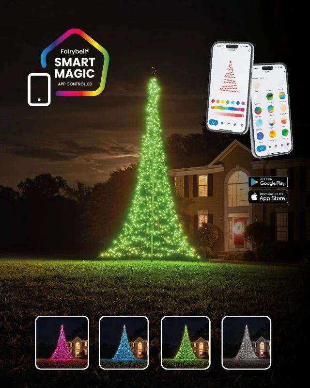 Fairybell Buitenkerstboom | 400cm 864 LEDs RGBW | LED niet uitwisselbaar | Inclusief Mast